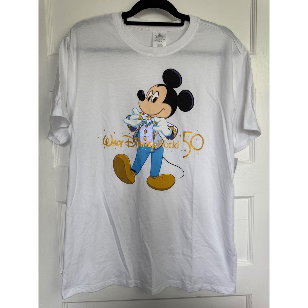 Disney Parks Walt Disney World 50th Anniversary Mickey Mouse White T-Shirt M NWT